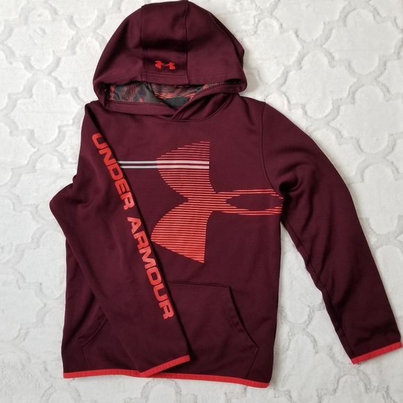 Under Armour Other - Under Armour Kids Front Logo Hoodie Burgundy Wine Unisex Youth MD